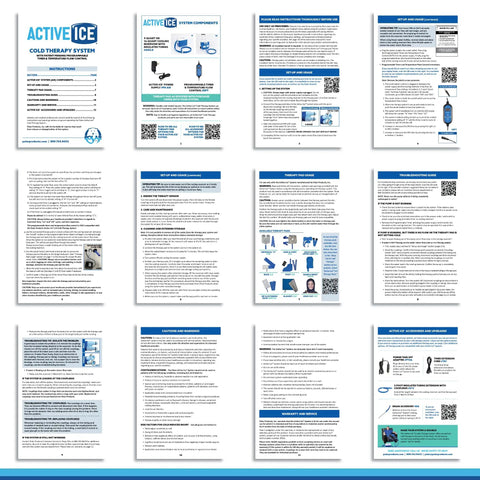 Active Ice 3.0 Cold Therapy System With Programmable Timer Shoulder Compression Pad Lightweight 9 Quart Cooler Freeze Kit Quiet Pump For Cryotherapy Pain Relief And Recovery instruction pages