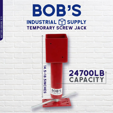 Adjustable Screw Jack Post 14.5-18.5 In for 4x4 beams, red, 24700lb capacity with base plate, DIY support for crawlspace renovations