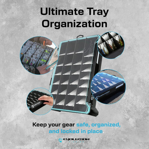 BallistiX Hangr 3.7D Tackle Tray Waterproof Angled Divider System showing clear lid and organized compartments for fishing gear.