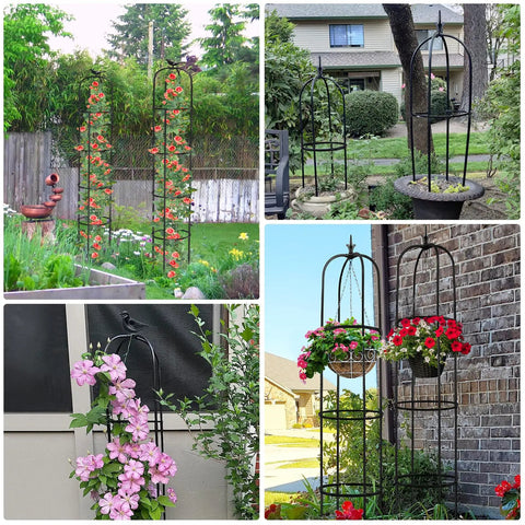 Adjustable 6.2Ft Garden Trellis for Climbing Plants and Vines Rustproof Metal Plant Support for Flowers in Garden