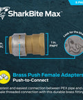1 Inch Push To Connect Female Adapter To 1 Inch FNPT Brass Plumbing Fitting Pack Of 6 for PEX Copper CPVC PERT SDR 9 HDPE Lines