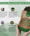 Broccoli Sprouting And Microgreens Seeds Kit 1 Lb Resealable Bag Non GMO Heirloom Sprout Seeds For Soil Coconut Coir Aerogarden And Hydroponics Perfect For Growing Microgreens At Home