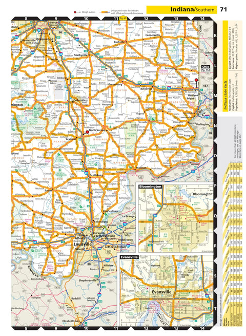 Large-Scale Motor Carriers Road Atlas For Truckers With 37 Percent Bigger Maps, Extra Large Type, Laminated And Stain-Resistant Pages, Tough Spiral Bind, 324 Pages Of State Routes And Comprehensive Coverage showing Indiana Southern map page