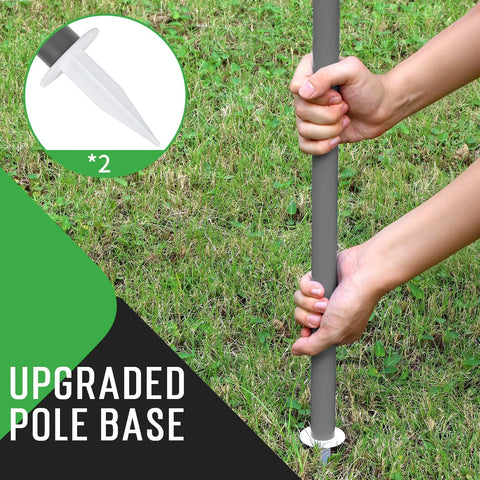 Hands setting up pole for Outdoor Badminton Net Set For Backyard And Beach Play With A Dope 20 Foot Long 3 Foot High Anti Sag Net