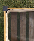 Top view of Teak Wood Raised Garden Bed Planter Box With Galvanized Steel Legs And Mesh Liner For Outdoor Gardening.