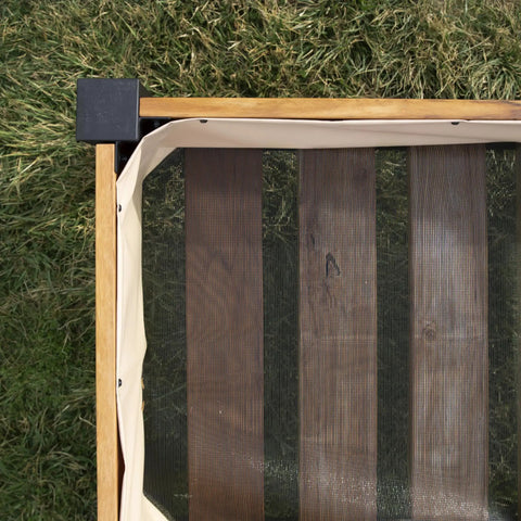 Top view of Teak Wood Raised Garden Bed Planter Box With Galvanized Steel Legs And Mesh Liner For Outdoor Gardening.