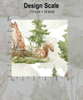 Peel And Stick Wallpaper With Cute Animals In A Green Forest Self Adhesive Wall Mural Matte Finish Repositionable and Durable.