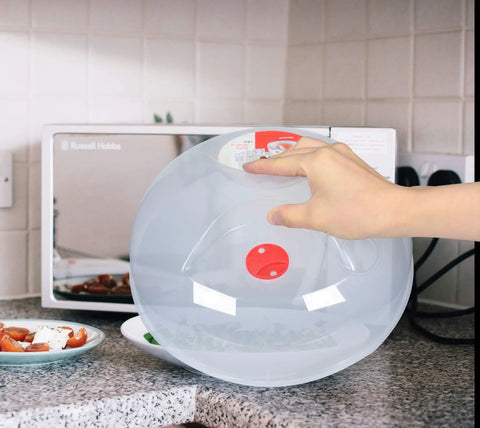 Large Microwave Splatter Guard Lid With Steam Vent Easy Grip Handle BPA Free 11.5 Inch Dishwasher Safe Must Have Kitchen Hack For Quick Reheating And Easy Cleanup