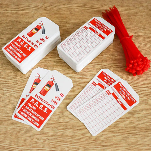 Fire Extinguisher Tags With Adjustable Wire Ties And Red 6 Inch Zip Ties Set Of 160 Monthly Inspection Record Tags For Indoor Outdoor