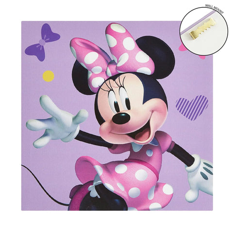 Minnie Mouse LED Canvas Wall Art Set, Four Pack Light Up Panels 11x11 Inches, Kid Friendly And Totally Adorable Room Decor For Girls