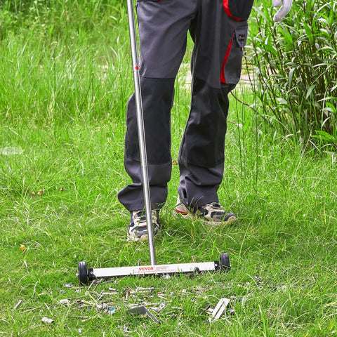 Magnetic Pick Up Sweeper 17 Inch Heavy Duty Magnet For Yard Cleanup Nails Bolts And Metal Debris Telescoping Handle With Wheels DIY Friendly Lawn And Construction Magnet Tool For Quick Easy Cleanup