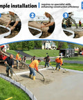 Workers using Three Pack Plastic Concrete Forms For Walkways With Easy Setup, 13 Ft Long By 5 In Wide, PE Flex Molds for concrete flatwork.