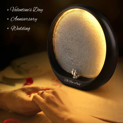 Moon Decor Lamp With Lunar Landscape Scene, Touch Dimmer In 3 Color Modes, Spaceman Figurines, Romantic Anniversary Gift