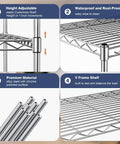 Two Tier Beefy Heavy Duty Wire Shelving Unit With Lockable Wheels 36 Inch Wide 18 Inch Deep 19.5 Inch High Height Adjustable Metal Storage Shelves Organizer
