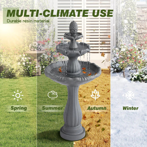 Three Tier Outdoor Waterfall Garden Fountain With Pump Large Resin Bubbler Cascade For Patio And Yard Decor in all seasons