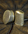 Finger Guard Bolster And Pommel Knife Making Set Hand Cast Bronze Dirk 1 with textured finish on wood background