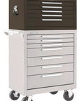285XB 27-Inch Five-Drawer Industrial Top Chest In Tan Brown Wrinkle With Tubular Lock On Roller Cabinet