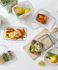 Airtight Food Storage Container With Lid 13.5oz - Leak-Proof Baby Food Box, BPA-Free, Microwave Safe, with food inside on counter.