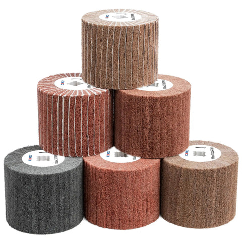 Six Pack Non Woven Wire Drawing Flap Wheel Set for polishing and burnishing metal surfaces surface conditioning 120x100mm