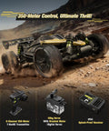 One Tenth Scale Brushless RC Monster Truck Ready To Run For Beginners With 4WD Carbon Fiber Chassis in desert terrain