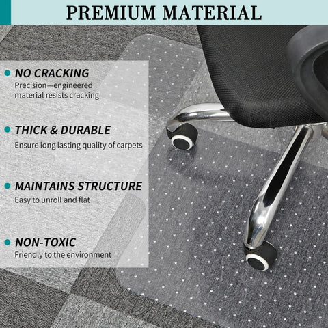 Clear Carpet Chair Mat For Low Carpeted Floors Thick 2.2mm Protector with Easy Glide under office chair on carpet