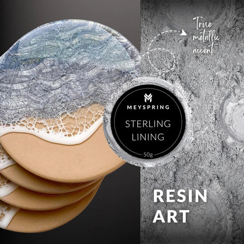 MEYSPRING Sterling Lining silver metallic pigment powder for resin art, 50g