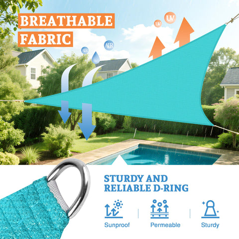 Seventeen By Seventeen By Seventeen Foot Shade Sail Equilateral Triangle Canopy That Blocks 95 Percent UV above pool