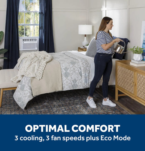 Hella Quiet Cooling For Medium Bedrooms Up To 350 Square Feet Eight Thousand Btu Smart Window Air Conditioner No Sweat Energy Efficient Setup WiFi Enabled Plays Nice With Alexa Or Google Home In Clean White