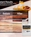 Food Grade Mineral Oil For Wood Cutting Boards, Countertops, And Butcher Blocks, Odorless And Tasteless Lubricant with before-after effect