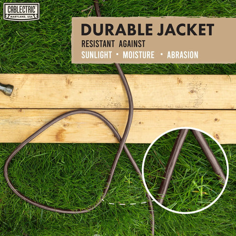 Brown Outdoor Extension Cord 25 Ft Heavy Duty 16/3 With 3 Prong Grounded Plug Weatherproof Exterior Cable on grass