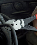 Beefy High Leverage Diagonal Cutters For Heavy Duty Wire Cutting With Precision Edges And Ergonomic Handles, 64 HRC Hardened Jaws in use