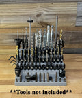 Heavy Duty Benchtop Or Wall Mount Bit Organizer For One Quarter Inch Hex Shank Bits And More, Neatly Stows Up To 75 Tools