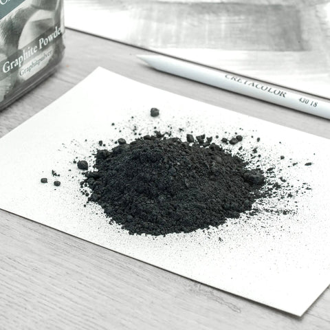 Graphite Powder for Large Scale Drawings and Bold Shading, Smooth Smudging and Blending on a paper with jar and pencil