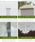 Walk In Tunnel Greenhouse Kit features roll-up mesh windows and zippered door with clear cover and steel frame for easy setup.