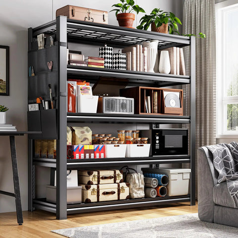 Heavy Duty Garage Shelving Unit 2500 Lbs Total Load, 5 Tier Metal Shelves With Tool Storage Bag, Adjustable Industrial Storage For Basement And Garage Organization, 38.2 W x 66 H x 16 D in living room