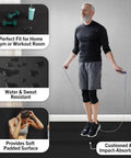 Man using jump rope on Interlocking EVA Foam Tile Mats 4-Pack For 16 Sq Ft Of Cushioned Flooring in home gym setting
