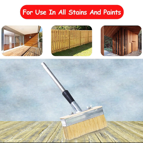 Do It All Adjustable Long Handle Deck Stain Brush Kit With 100 Percent Natural Bristle Wide Paint Brush for wood stains