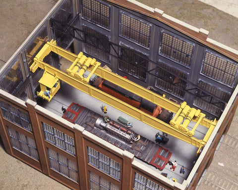 Heavy Duty Overhead Crane HO Scale Model Railroad Structure Kit With Dual Trolleys, Hooks And Motor Details, Operator Cab, Realistic Decals For Your Layout Upgrade
