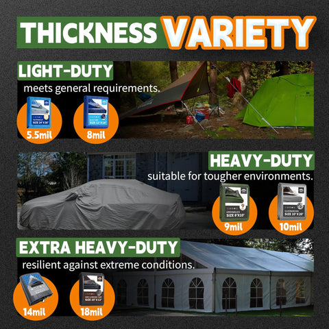 10x12 Feet Beefy Heavy Duty Waterproof Poly Tarp Cover With Metal Grommets And Reinforced Edges Multipurpose Silver Brown