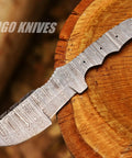 Damascus Tracker DIY Knife Kit With Knife Blank Steel Blade Pins Handle Scales And Leather Sheath For Crafting A Custom Blade