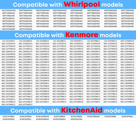 Compatibility chart for Dishwasher Top Rack Adjuster Replacement Part Universal Fit For Popular Models