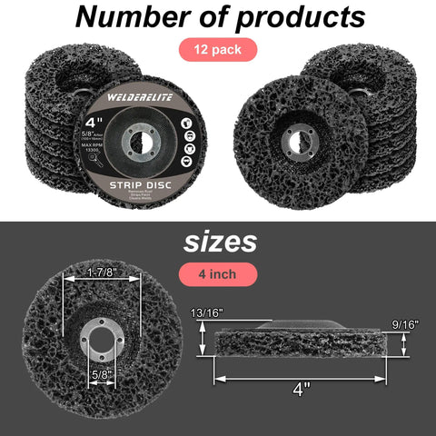 12 Pack 4 Inch Grinding Discs With Five Eighth Inch Bore For Angle Grinders Black Rust Busting Paint Stripping Wheels