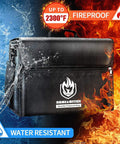 X-Large Thermal Insulated Fireproof Document Bag With Dual Pockets, 17x12x6 Inches, Waterproof, safe for cash and papers