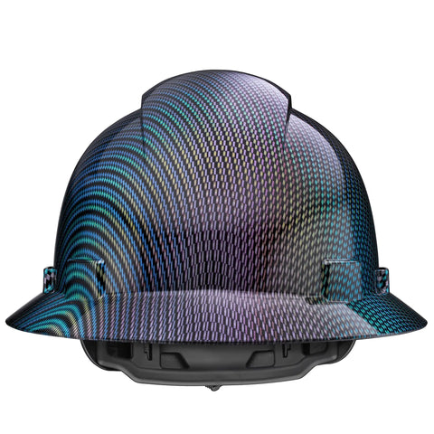 Full Brim Non Vented Hard Hat With Color Weave Carbon Fiber Design Gloss Finish OSHA Approved Helmet With 6 Point Suspension
