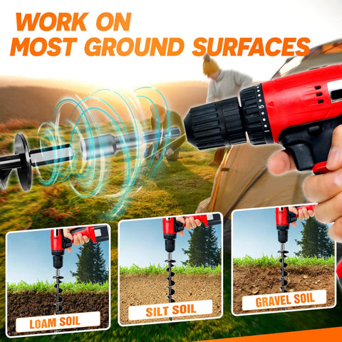 4 Pack Heavy Duty Ground Anchors With Power Nut Driver Drill Bit for loam, silt, and gravel soil use
