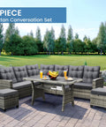 6 Piece Outdoor Patio Furniture Set With Sectional Sofa, Dining Table And Chairs, All Weather Dining Set With Removable Cushion Covers, Gray