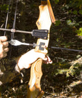 Traditional Arrow Holder With Vented Retainer For Archery Gear mounted on recurve bow, fits shafts from.166 to 27s in forest