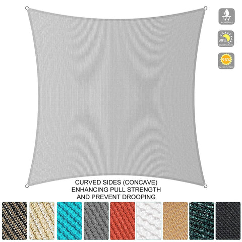 Turquoise Square Shade Sail 12x12 for Patio Backyard Garden Permeable Sun Block Canopy Awning 190 GSM Durable HDPE