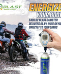 Bikers preparing with 99.99 Percent Pure Oxygen On The Go Can With Mask, 10L Portable Oxygen Tank for quick energy boost.