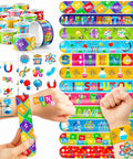 Science Party Favors Bundle With 24 Temporary Tattoos And 24 Slap Bracelets, colorful STEM themed designs for kids' parties